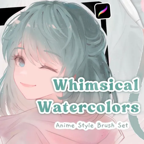 Whimsical Watercolors - Anime Brush Set for Procreate - free Procreate brush pack