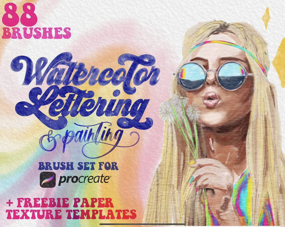 Watercolor Lettering & Painting for Procreate - free Procreate brush pack