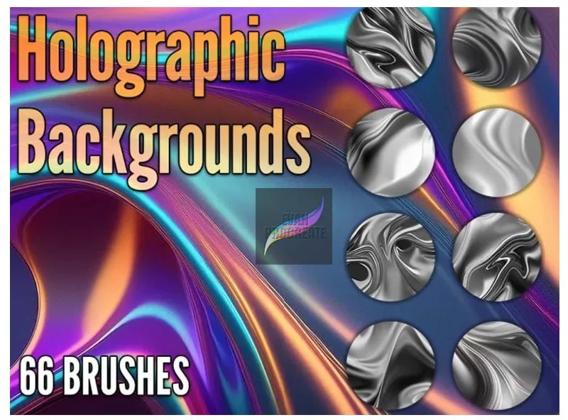 66 Holographic Procreate Brushes - free Procreate brush pack