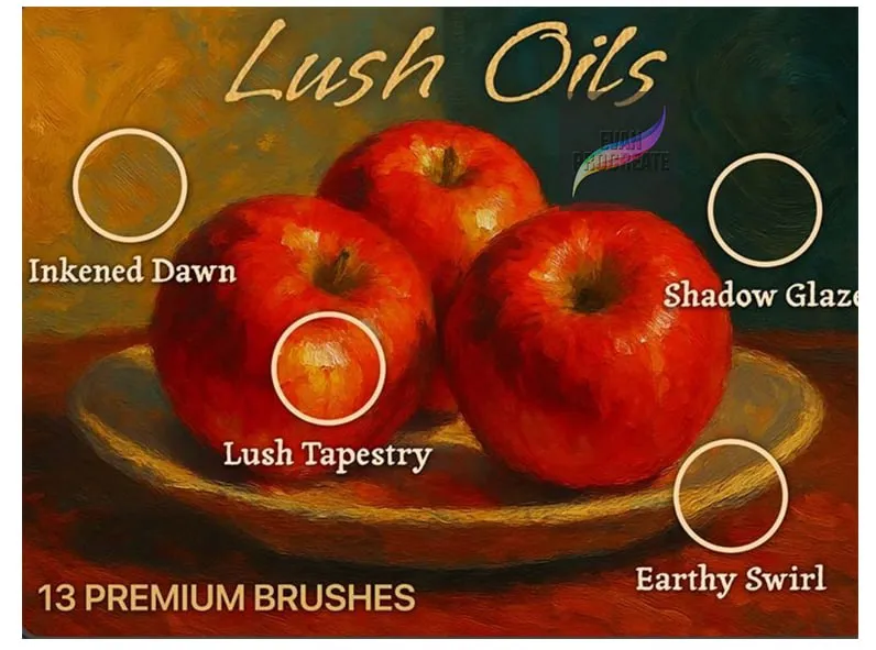 Lush Oils Brushes for Procreate (13 Realistic Oil Tools) - free Procreate brush pack
