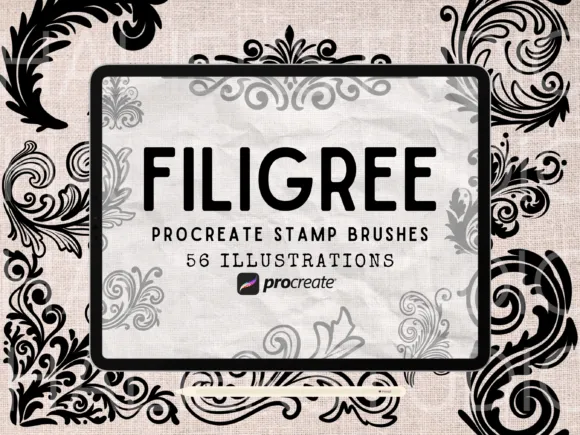 Filigree Procreate Stamp Brush - free Procreate brush pack