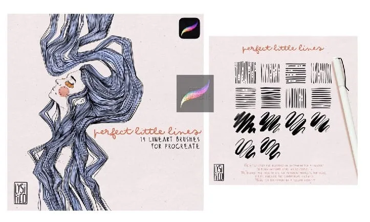 Perfect Little Lines Brushset for Procreate - free Procreate brush pack