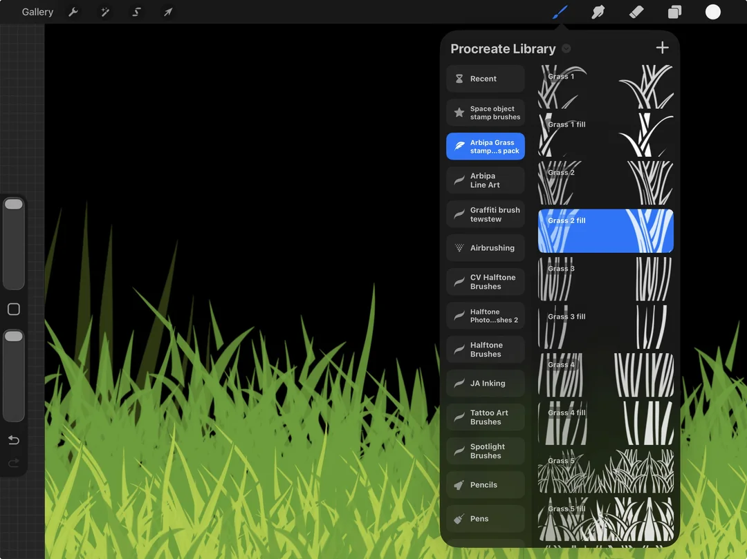 Arbipa Grass Stamp Brushes for Procreate - free Procreate brush pack