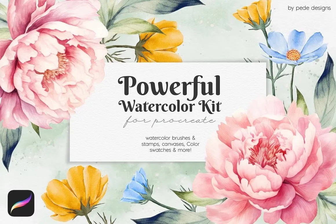 Powerful Watercolor Kit for Procreate - free Procreate brush pack