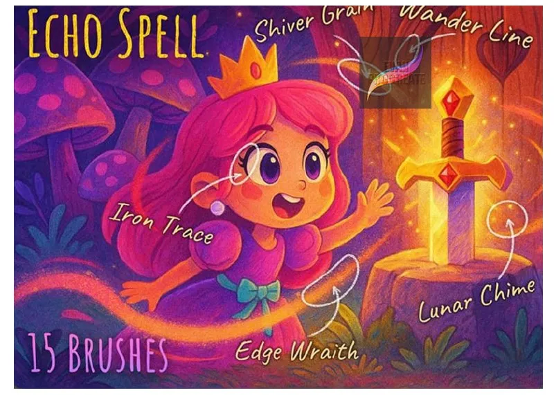 Echo Spell for Procreate - free Procreate brush pack