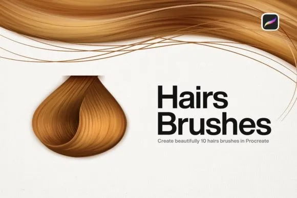 10 Hair Brushes Procreate - free Procreate brush pack