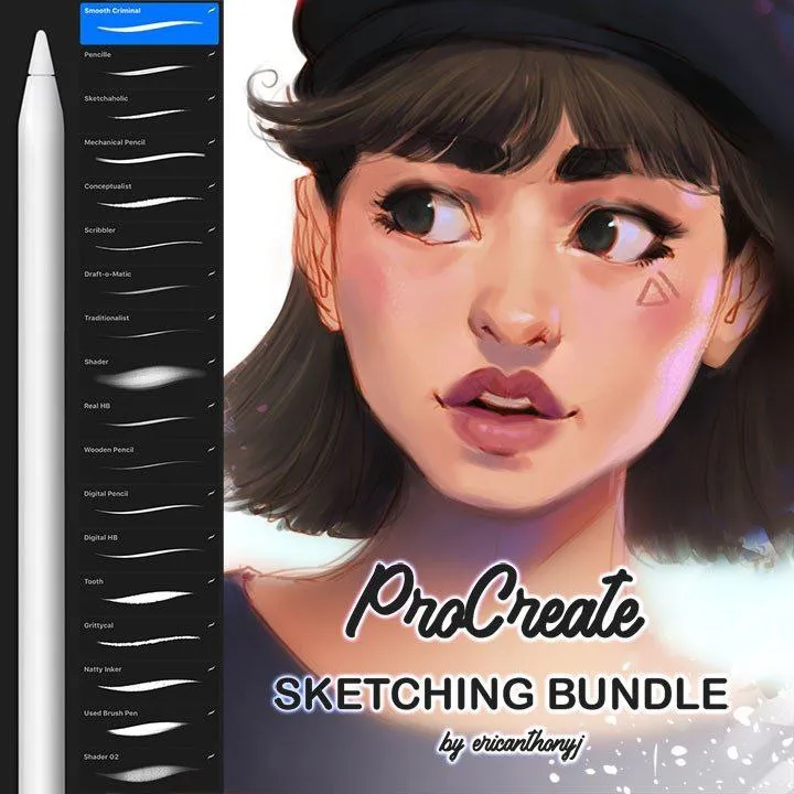 18 Sketching Brushset for procreate - free Procreate brush pack