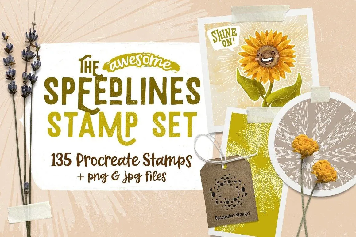 Sunflowers Procreate Stamps - free Procreate brush pack