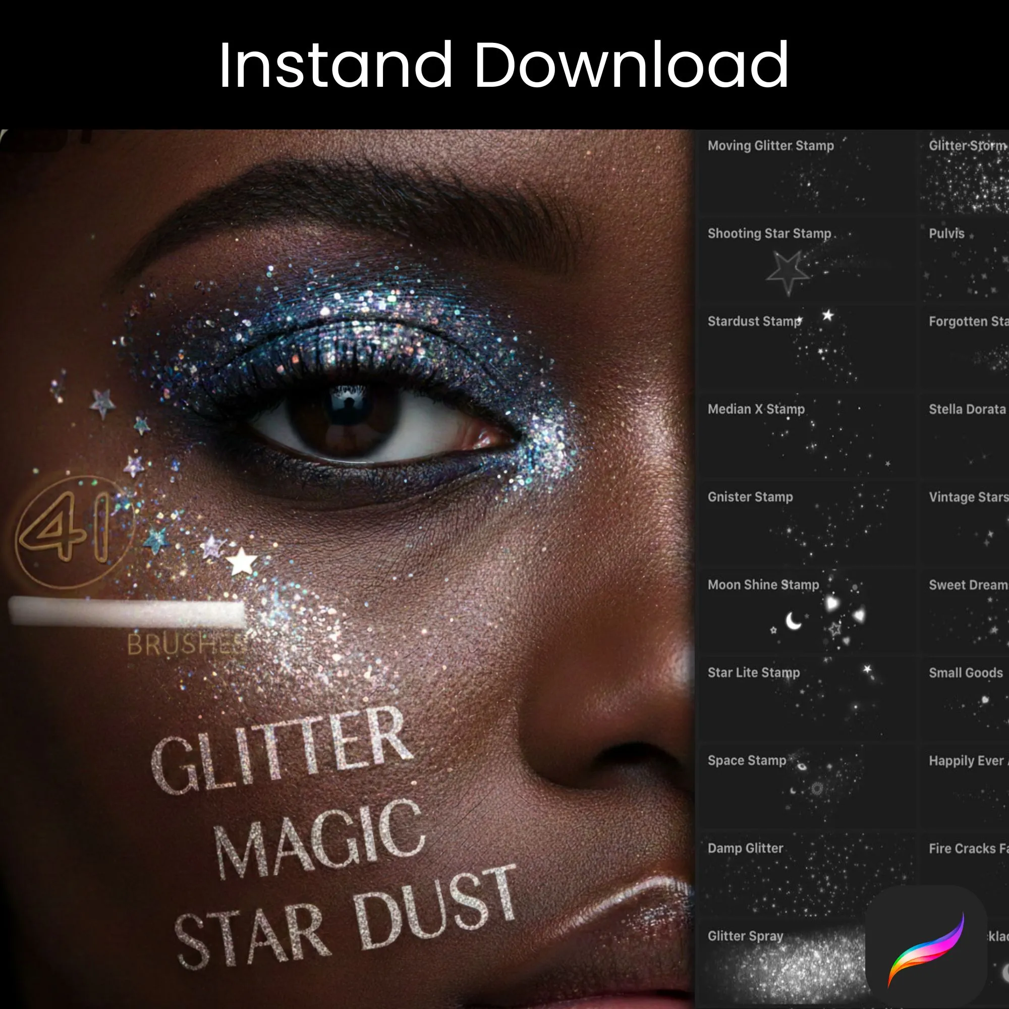 41 Glitter brushset for procreate - free Procreate brush pack