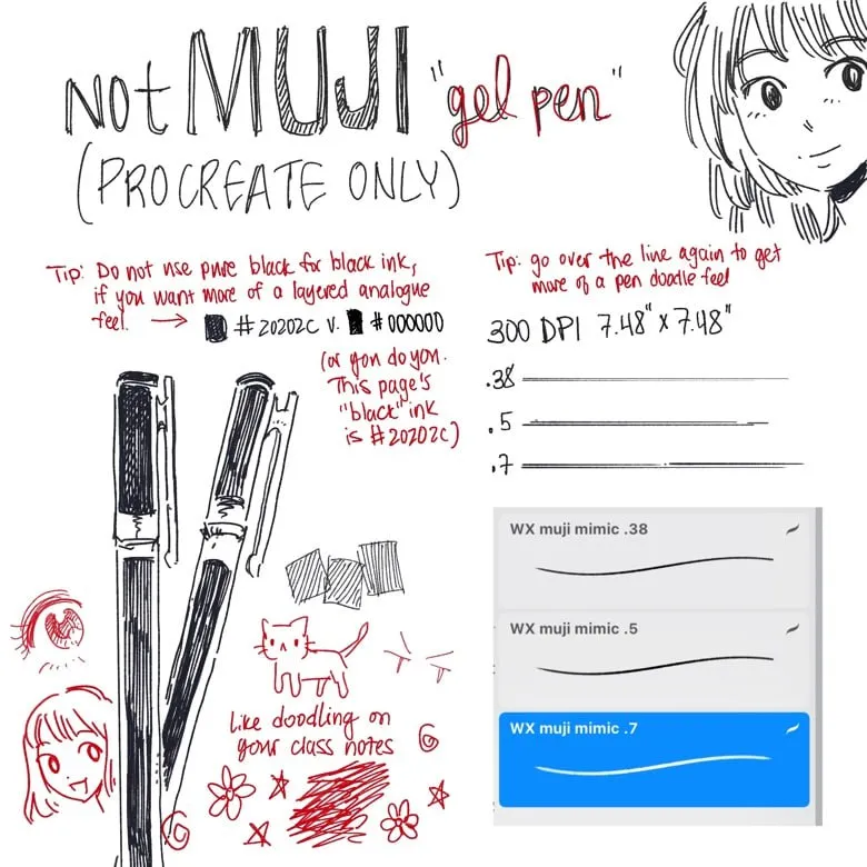 Procreate Pens (3 MUJI Inspired Gel Ink Brushes) - free Procreate brush pack