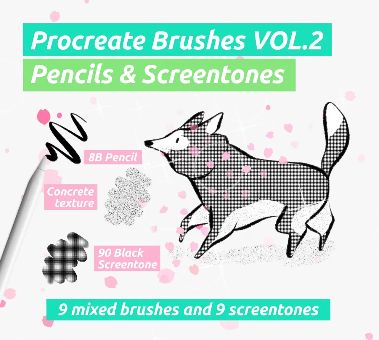 Screentone Brush Procreate (18 Manga Pencils & Textures) - free Procreate brush pack